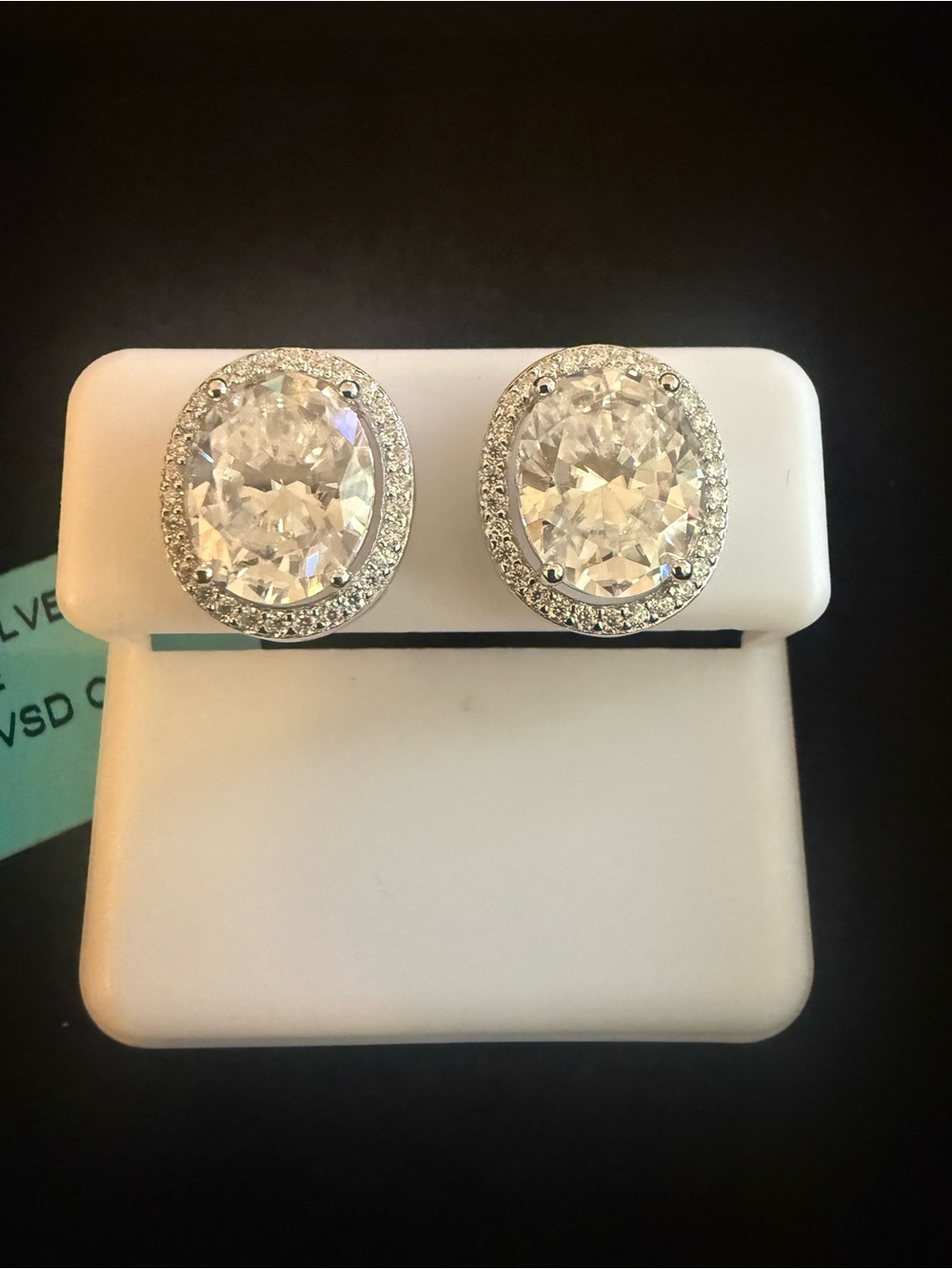 NWT Moissanite Halo Stud Earrings - Sterling Silver